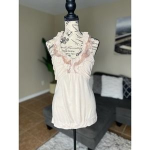 Express Woman’s Halter Top, Size M, Cream & Gold